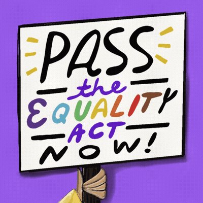 Hand Holding Sign Saying Pass The Equality Act Now GIF