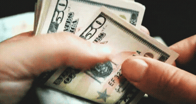 Hand Holding Stack Of 20 Dollar Bills GIF