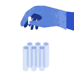 Hand Holding Syringe And Test Tubes Sticker