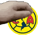 Hand Holding Yellow Circle With A Sticker