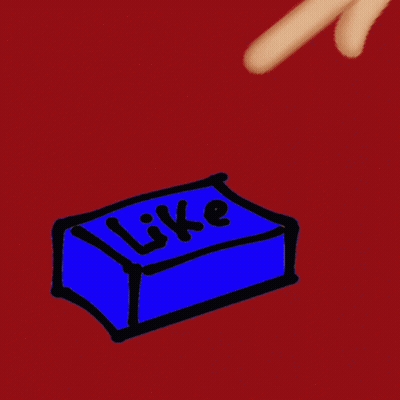 Hand Pointing At Blue Box Saying Like GIF