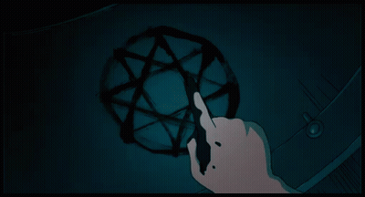 Hand Pointing At Pentagram On Wall GIF