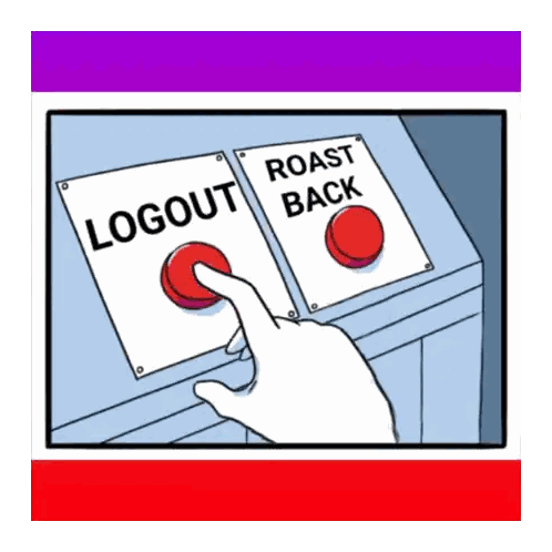 Hand Pushing Logout Button Sticker