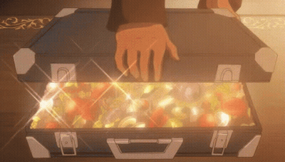 Hand Reaching Into Briefcase Of Gold GIF