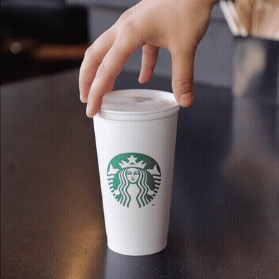 Hand Reaching Into Starbucks Cup GIF