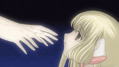 Hand Reaching Toward Blonde Anime Girl GIF