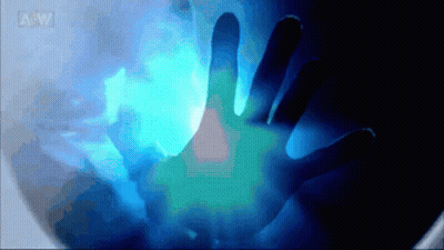 Hand Reaching Towards Blue Light With Avi GIF