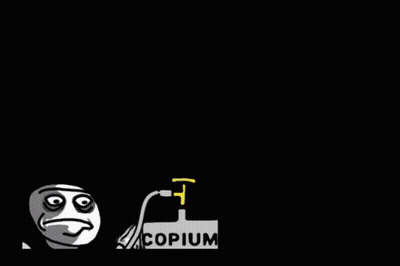 Hand Reaching Towards Copium Bottle GIF