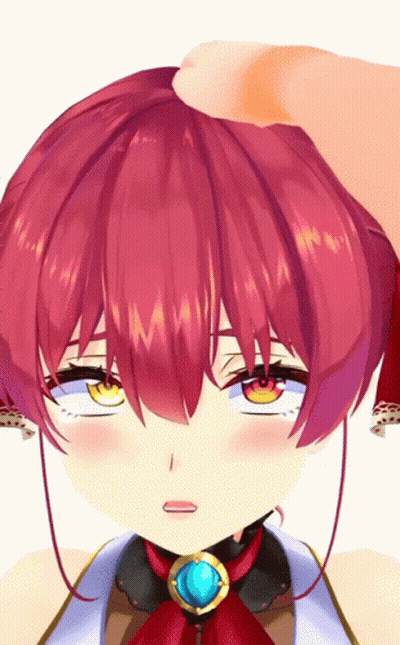 Hand Touching Red Haired Anime Character's Head GIF
