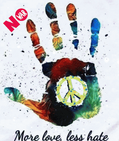 Hand With Peace Sign Saying More Love Less Hate GIF