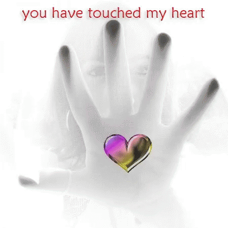 Hand With Rainbow Heart Touching Heart GIF