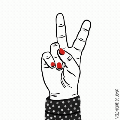 Hand With Red Nails Making Peace Sign GIF