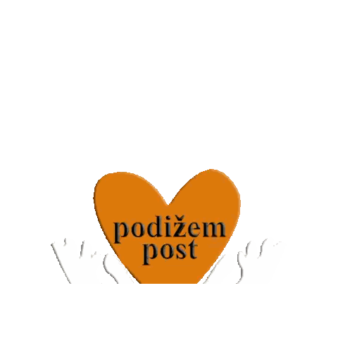 Hands Holding Orange Heart Podizem Post Sticker