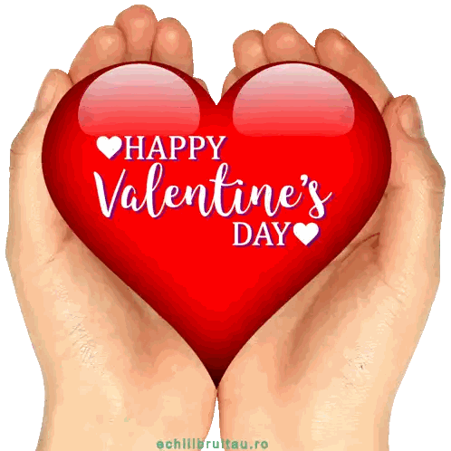 Hands Holding Red Heart Happy Valentine's Day Sticker