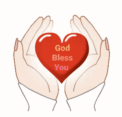 Hands Holding Red Heart Saying God Bless You GIF