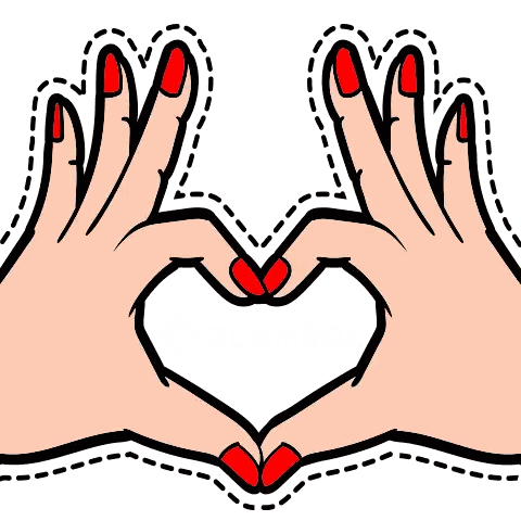 Hands Making Heart Shape With Red Nails Sticker