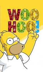 Hands Up Homer Woohoo Glitter Text GIF