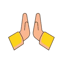 Hands With Yellow Sleeves Making Prayer Sticker