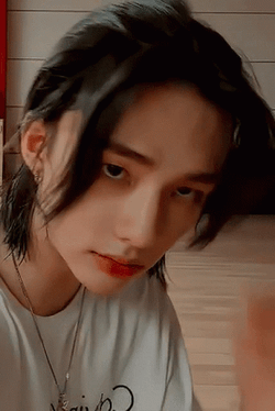 Handsome Hyunjin Checking Out Hair GIF