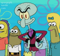Handsome Squidward Change Clothing GIF