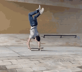 Handstand Skateboard Trick GIF
