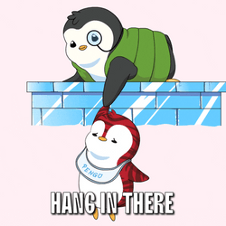 Hanging On Baby Penguin Swinging GIF
