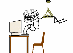 Hanging On The Ceiling Troll Face Meme GIF
