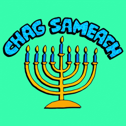 Hanukkah Celebration Animated With Green Background GIF