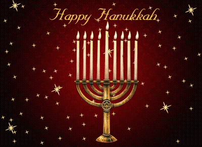 Hanukkah Greeting Card With Menorah And Candles GIF