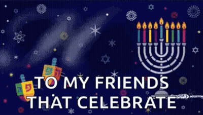 Hanukkah Greeting Card With Menorah Dreidel And Candles GIF