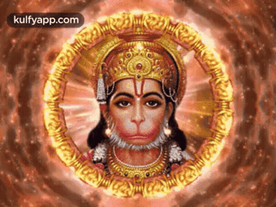 Hanuman In A Circle With Crown GIF