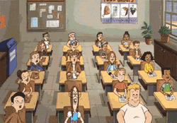 Happily Throwing Papers In Classroom GIF