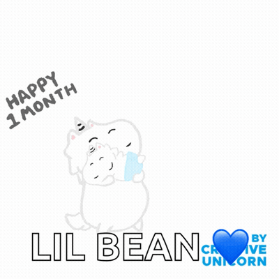 Happy 1 Month Lil Bean Sticker GIF