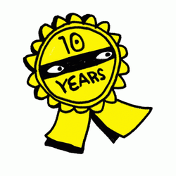 Happy 10Th Anniversary Ribbon Badge GIF
