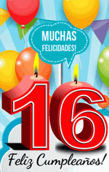 Happy 16Th Birthday Animated Number Candles GIF