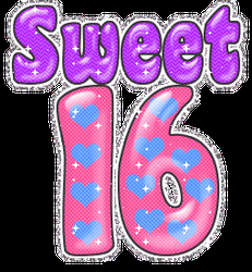 Happy 16Th Birthday Glitter Hearts Sparkle GIF
