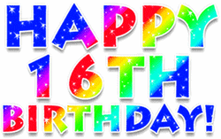 Happy 16Th Birthday Sparkling Rainbow Colors GIF