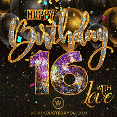 Happy 16Th Birthday With Love Greeting Card GIF