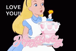 Happy 1St Birthday Alice In Wonderland Blowing Candle GIF
