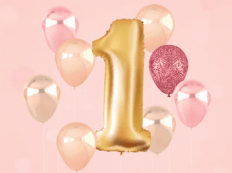 Happy 1St Birthday Number One With Balloons GIF