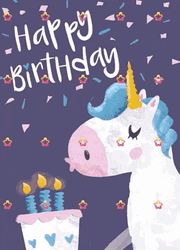 Happy 1St Birthday Unicorn Blowing Candles GIF