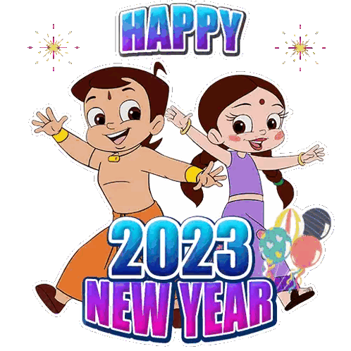 Happy 2023 New Year Cartoon Poster Sticker