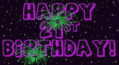Happy 21St Birthday Card With Fireworks GIF