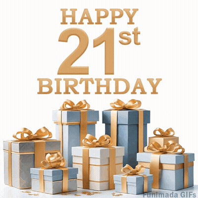 Happy 21St Birthday Card With Gifts GIF