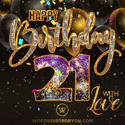 Happy 21St Birthday Greeting Card With Balloons GIF