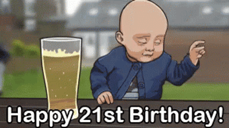 Happy 21St Birthday Little Man With Beer GIF
