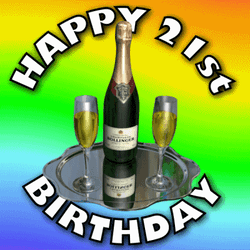 Happy 21St Birthday Tray Of Wine And Glasses GIF