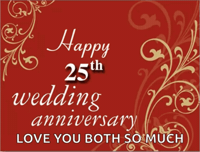 Happy 25Th Wedding Anniversary Love You Both Red Background GIF