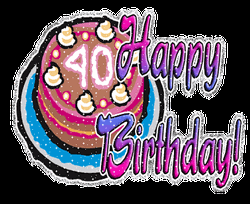 Happy 40Th Birthday Cake Greeting Glitters GIF