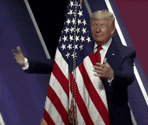 Happy 4Th America Donald Trump Hugs The Flag GIF